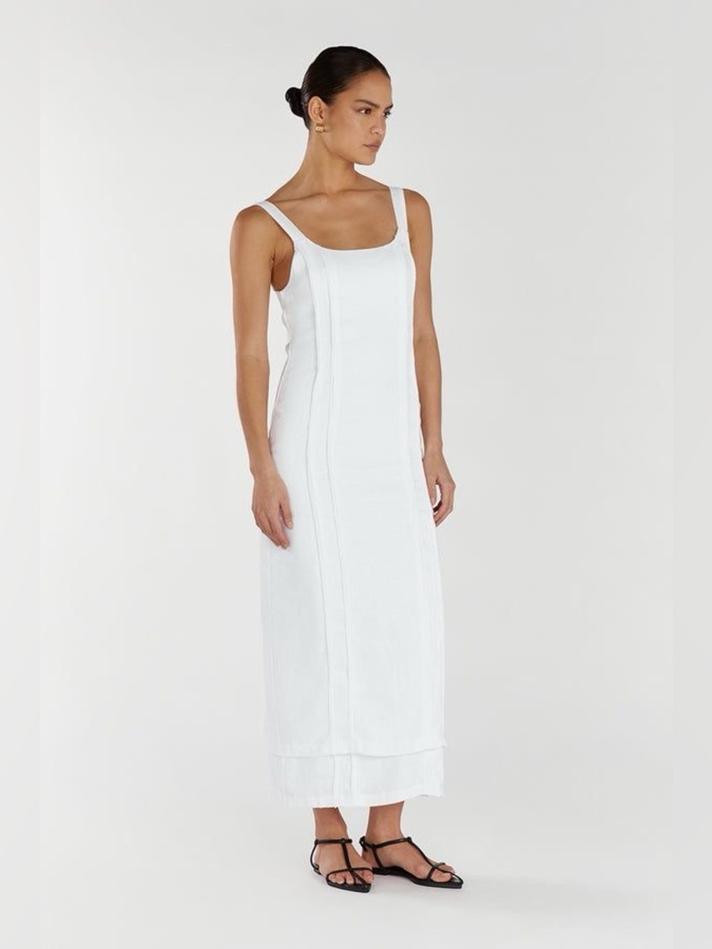 Dissh Dulce White Linen Midi Dress Size 4
